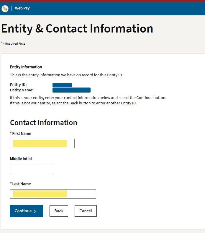 FTB contact name entry screen